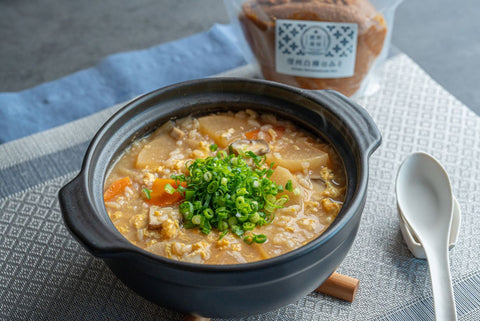 野菜たっぷり🥕ふわたま味噌雑炊