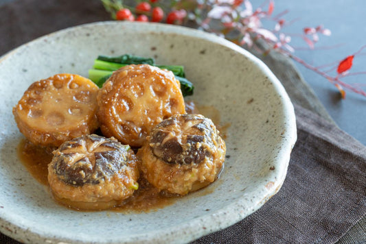 蓮根と椎茸のはさみ焼き🥢甘辛みそ仕立て