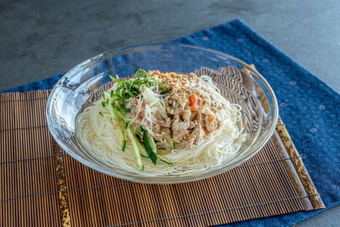 梅みそ豚しゃぶのさっぱりそうめん🎐